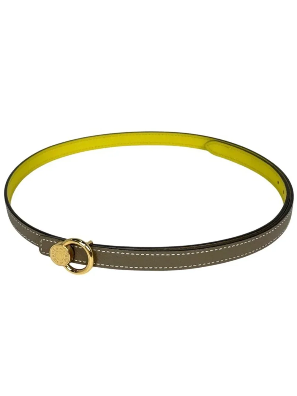 Hermes Series Reversible Belt Leather Beige Yellow